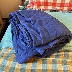 Anthropologie 100% Linen Cobalt Blue Duvet Cover (Queen)